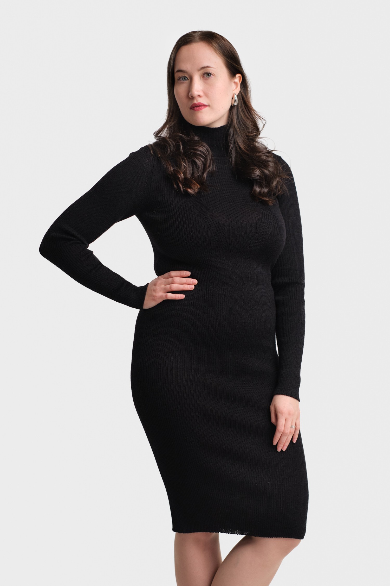 STRIPE turtleneck dress, black - Image 2