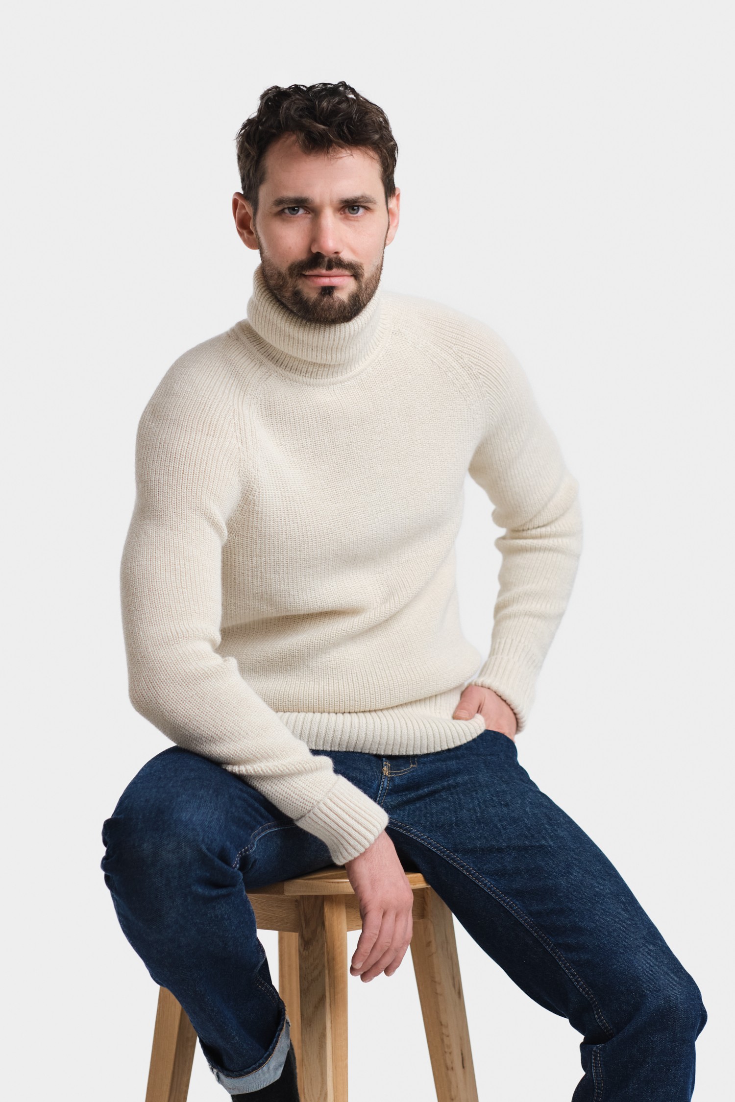 Wool Off White Brand Turtleneck VESIKKO Turtleneck, Off-white Alpa