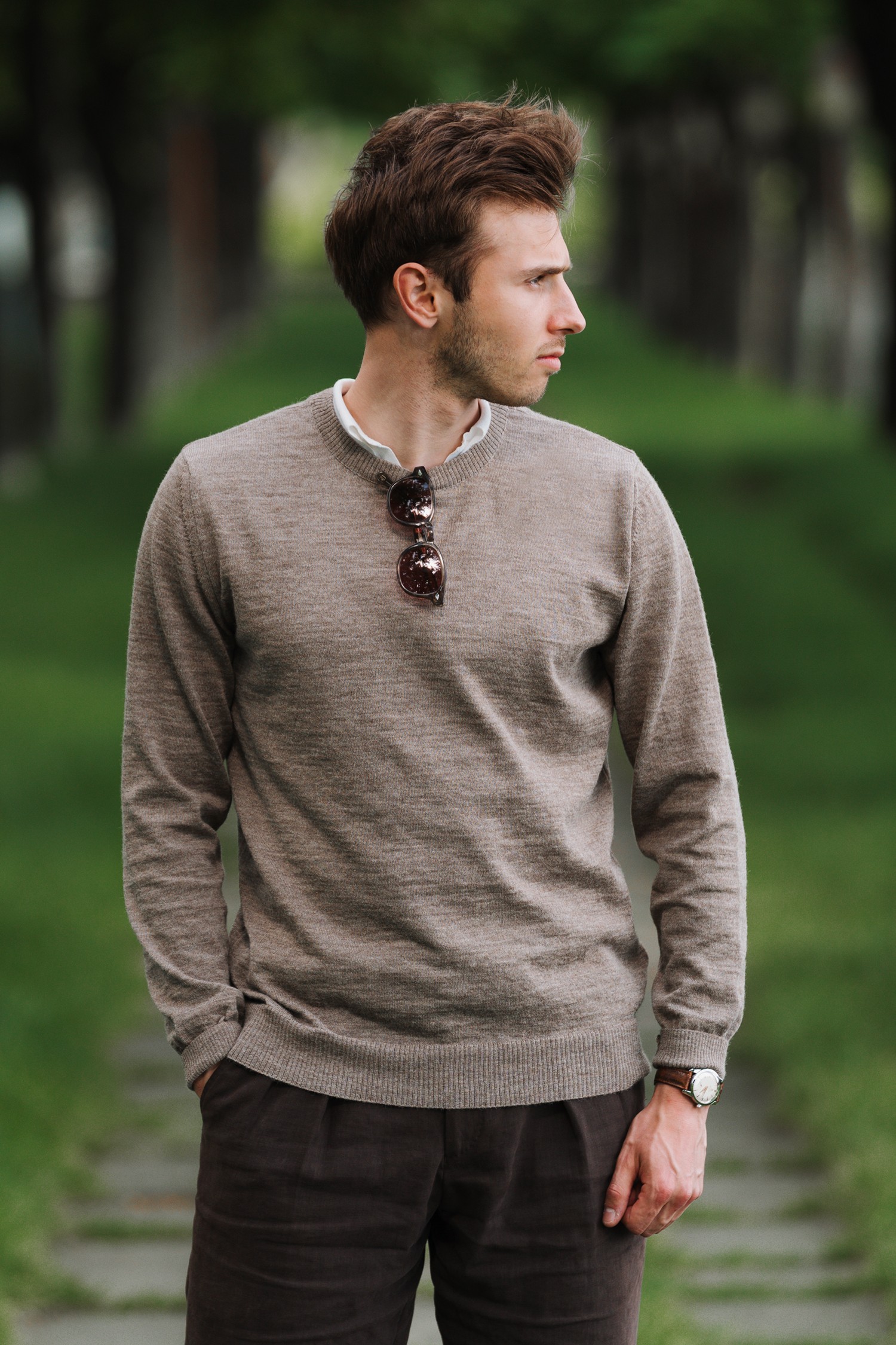 ELEMENT knit sweater, dark greige