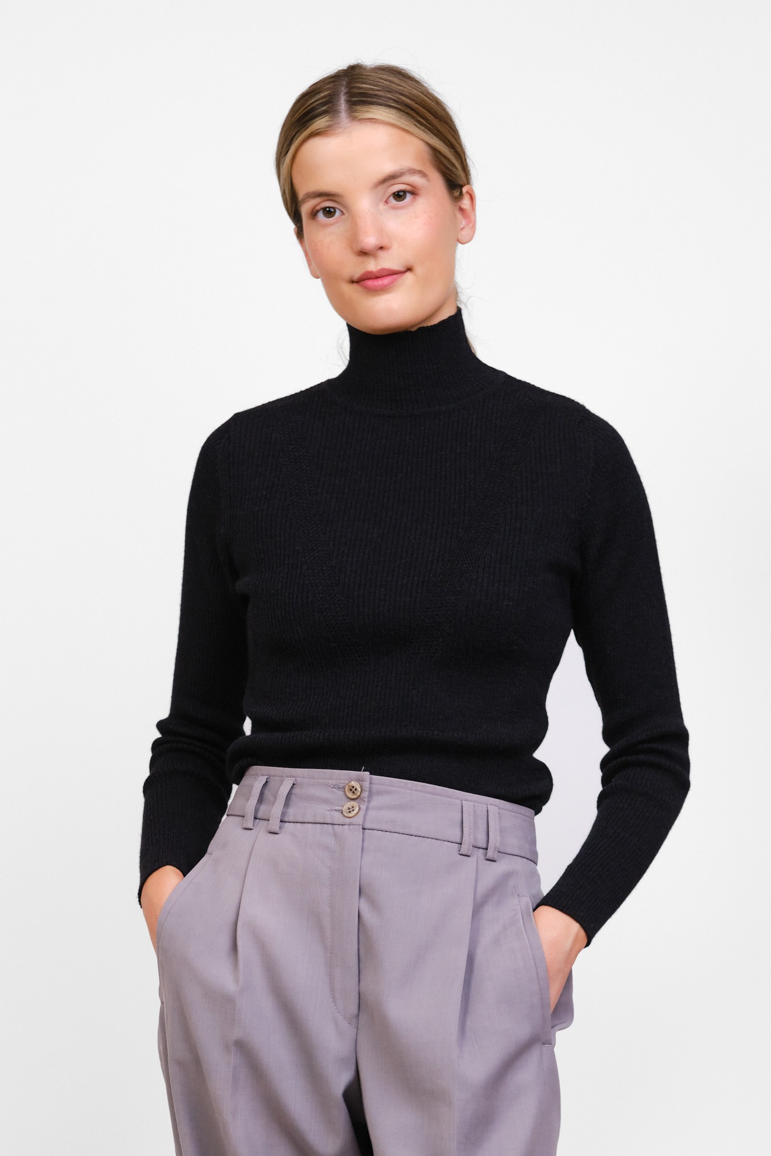STRIPE turtleneck, black